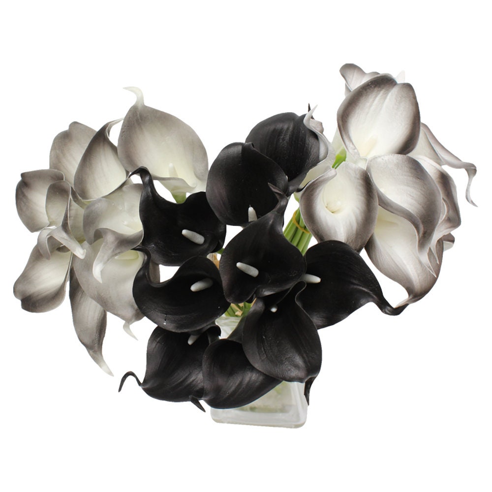 Quality Real Touch calla lily black smokey grey theme