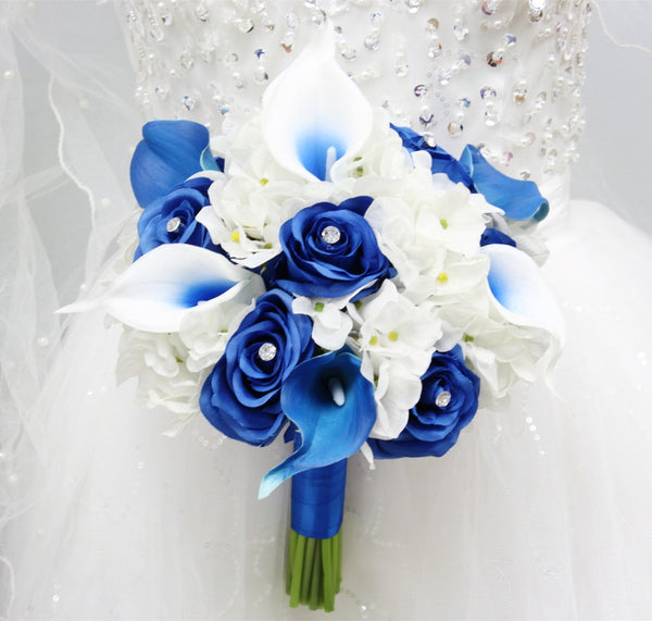 9" Bouquet - Keepsake Hand-tied Bouquet Hydrangea Rose Calla Lily *Pick Colors* - Angel Isabella