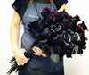 Pack of 20- Long stem black rose with glitter trim centerpiece bouquet home wall decor - Angel Isabella