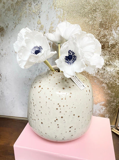 6 Stems of Real touch poppy white navy center